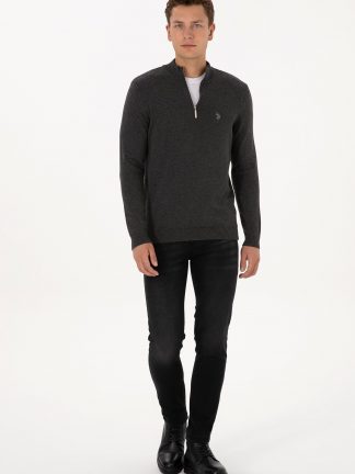 پلیور مردانه خاکستری تیره یو اس پولو