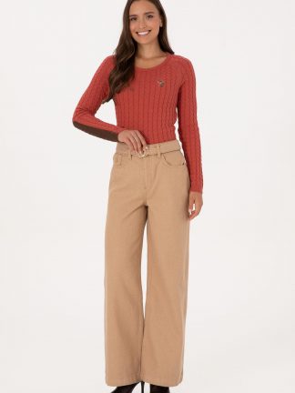 شلوار جین وایدلگ زنانه شتری یو اس پولو