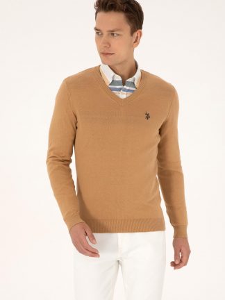 پلیور مردانه شتری یو اس پولو
