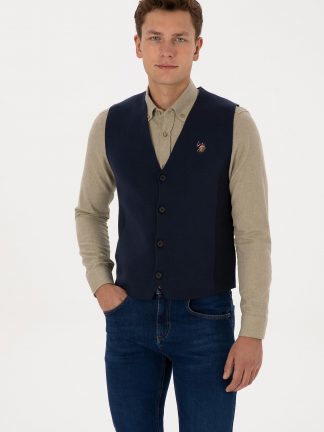 جلیقه مردانه سرمه ای یو اس پولو