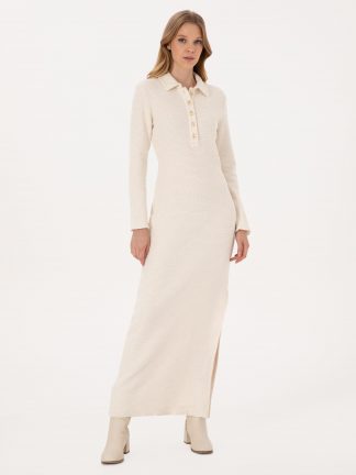 پیراهن بافت زنانه بژ پیرکاردین