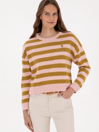 پلیور زنانه صورتی پودری یو اس پولو