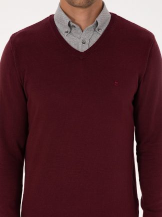 پلیور مردانه زرشکی تیره پیرکاردین