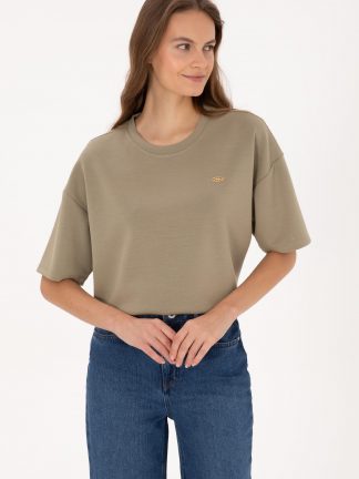 تیشرت زنانه خاکی روشن یو اس پولو