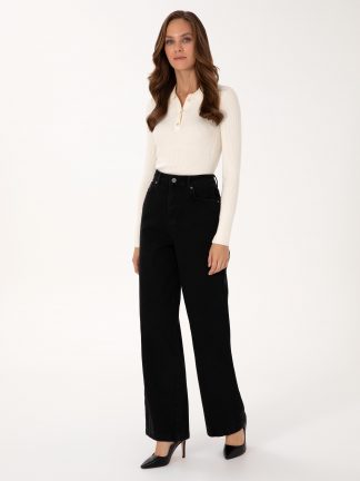 شلوار جین وایدلگ زنانه مشکی پیرکاردین