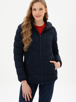 کاپشن زنانه سرمه ای یو اس پولو