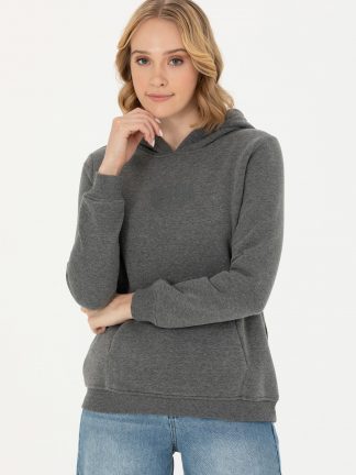 هودی زنانه خاکستری تیره یو اس پولو