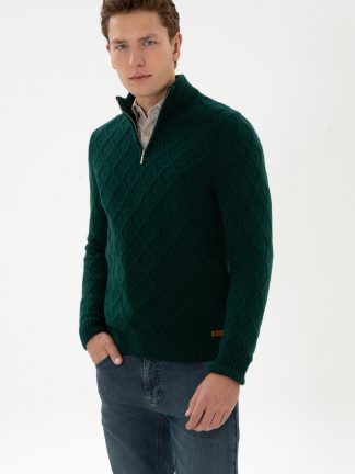 پلیور مردانه سبز تیره یو اس پولو