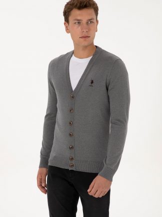 ژاکت مردانه خاکی ملانژ یو اس پولو