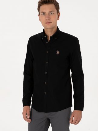 پیراهن آستین بلند مردانه مشکی یو اس پولو