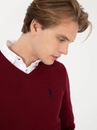 پلیور مردانه زرشکی یو اس پولو