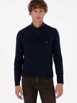 پلیور مردانه سرمه ای یو اس پولو