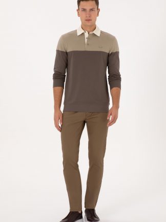 شلوار کتان مردانه خاکی روشن یو اس پولو
