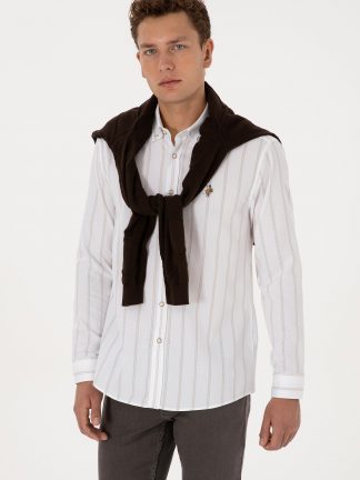 پیراهن آستین بلند مردانه طوسی یو اس پولو