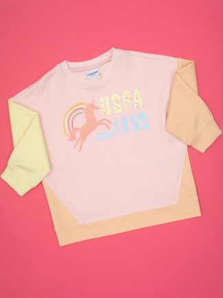 سویشرت دخترانه صورتی روشن یو اس پولو