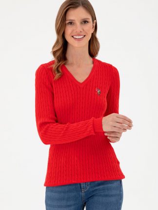 پلیور زنانه قرمز یو اس پولو