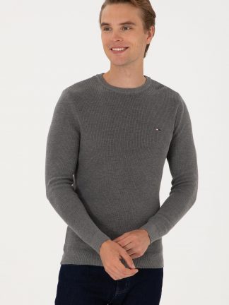 پلیور مردانه خاکی ملانژ یو اس پولو