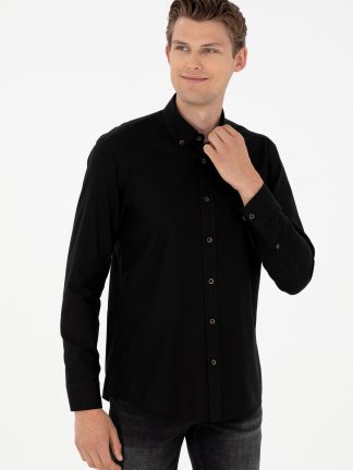 پیراهن آستین بلند مردانه مشکی یو اس پولو