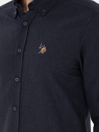 پیراهن آستین بلند مردانه سرمه ای یو اس پولو