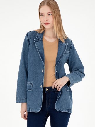 کت جین زنانه آبی روشن یو اس پولو