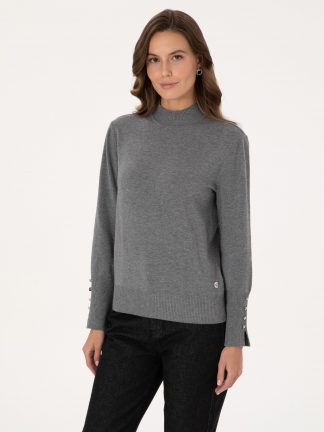 پلیور زنانه خاکی ملانژ پیرکاردین