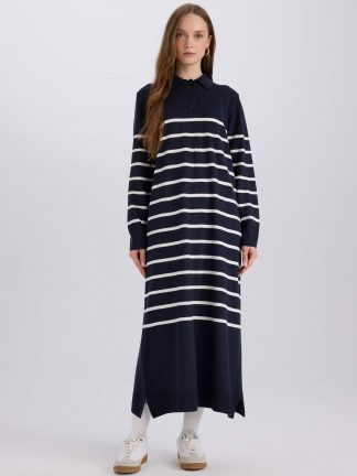 پیراهن ماکسی زنانه سرمه ای دفکتو تصویر ۱