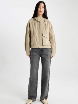 کاپشن زنانه بژ دفکتو تصویر ۱