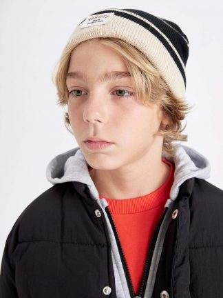 کلاه بافت پسرانه مشکی دفکتو تصویر ۱