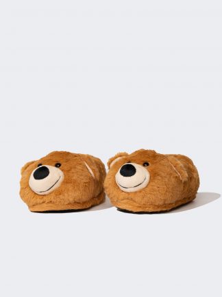 دمپایی روفرشی پسرانه قهوه ای مدل خرس دفکتو