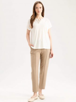 شلوار جاگر زنانه بژ دفکتو تصویر ۱