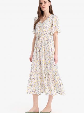 پیراهن زنانه زرد روشن دفکتو