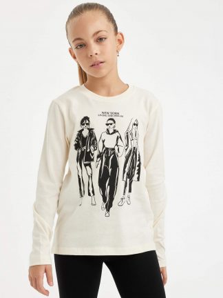 سویشرت دخترانه بژ دفکتو تصویر ۱