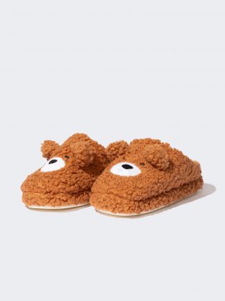 دمپایی حوله ای پسرانه قهوه ای دفکتو تصویر ۱