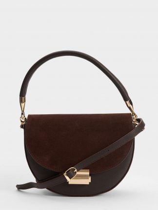 کیف دستی زنانه قهوه ای تیره دفکتو تصویر ۱