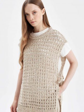 جلیقه زنانه بژ دفکتو تصویر ۱