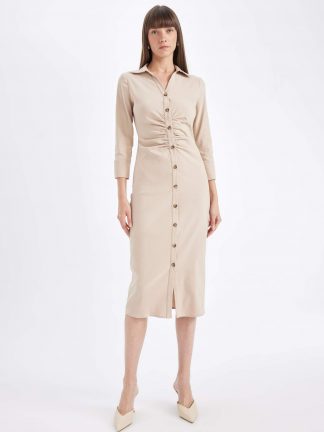 پیراهن زنانه بژ دفکتو تصویر ۱