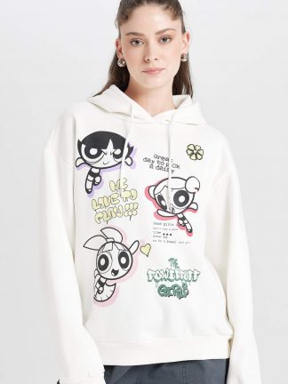 هودی زنانه سفید دفکتو تصویر ۱