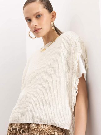 جلیقه زنانه بژ دفکتو تصویر ۱