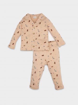 ست لباس نوزاد پسر بژ دفکتو تصویر ۱