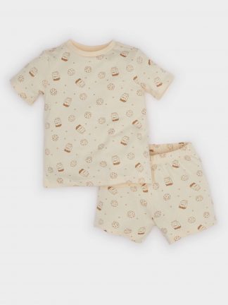 ست لباس نوزادی پسرانه بژ دفکتو