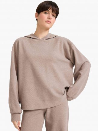 هودی زنانه بژ دفکتو تصویر ۱