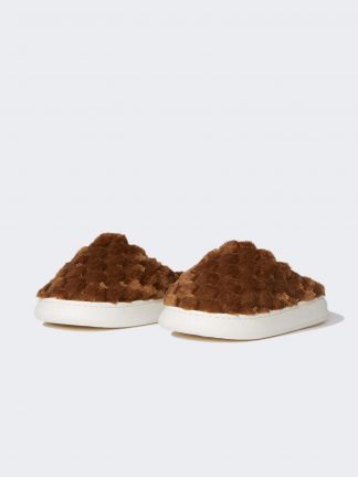 دمپایی حوله ای زنانه قهوه ای دفکتو