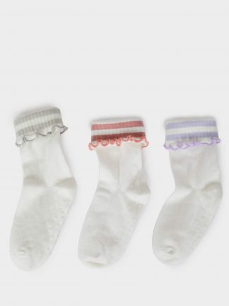 جوراب نوزاد دختر سفید دفکتو تصویر ۱