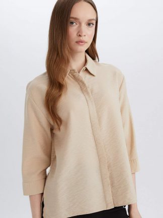 شومیز زنانه بژ دفکتو تصویر ۱