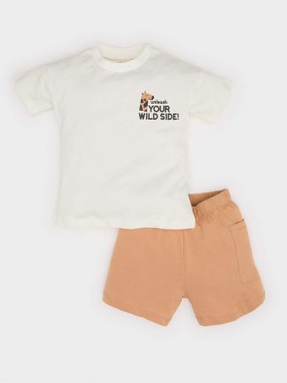 ست لباس نوزادی پسرانه بژ دفکتو