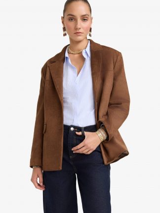 کت زنانه قهوه ای روشن دفکتو تصویر ۱