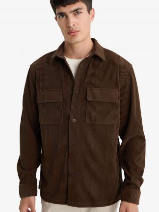 پیراهن مردانه قهوه ای دفکتو تصویر ۱