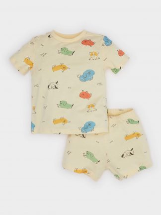 ست لباس نوزادی پسرانه زرد روشن دفکتو