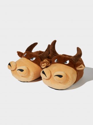 دمپایی روفرشی مردانه قهوه ای مدل گاو عروسکی دفکتو