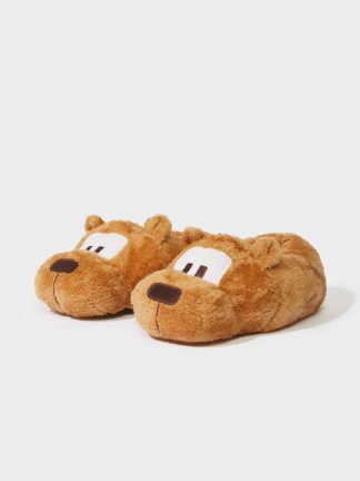 دمپایی روفرشی پسرانه قهوه ای مدل سگ دفکتو